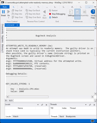 Синий экран ATTEMPTED WRITE TO READONLY MEMORY &mdash; варианты решения
